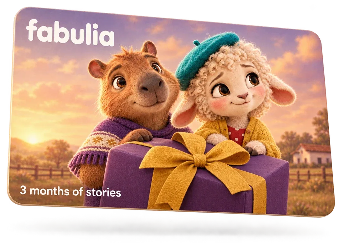 Una tarjeta regalo de Fabulia con Piero y Emilia: 3 meses de historias